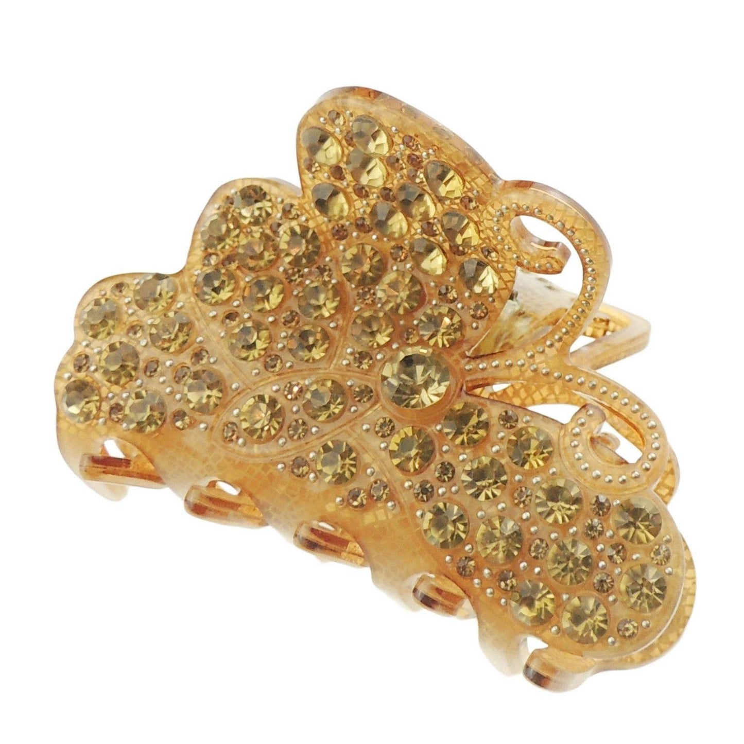 Sparkly Women Girls Jeweled Crystal Diamante Rhinestone Gems Wave Jaw Clip Octopus Clamp Grip Bridal Wedding Party Styling Fine Thin Hair Accessories Butterfly Claw