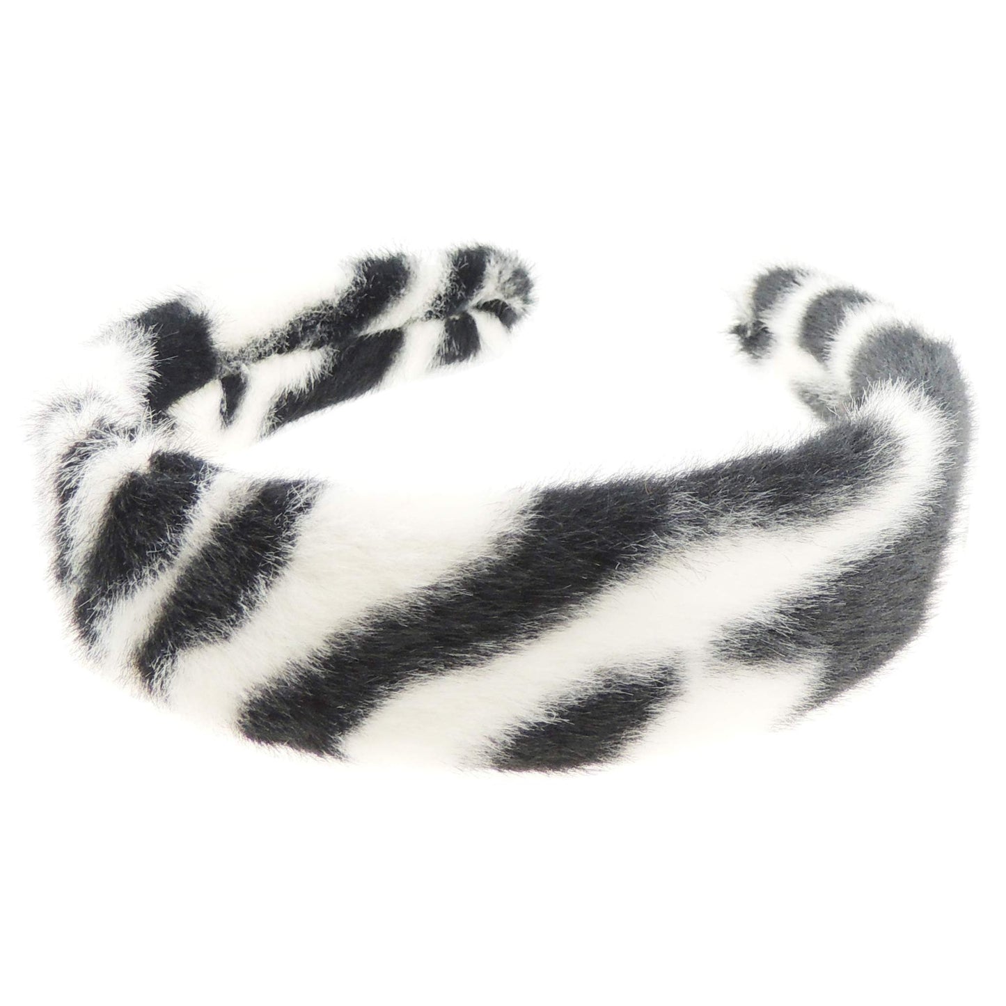 Ladies Wide Animal Zebra Tiger Print Soft Faux Fur Fabric Winter Headband Alice Band