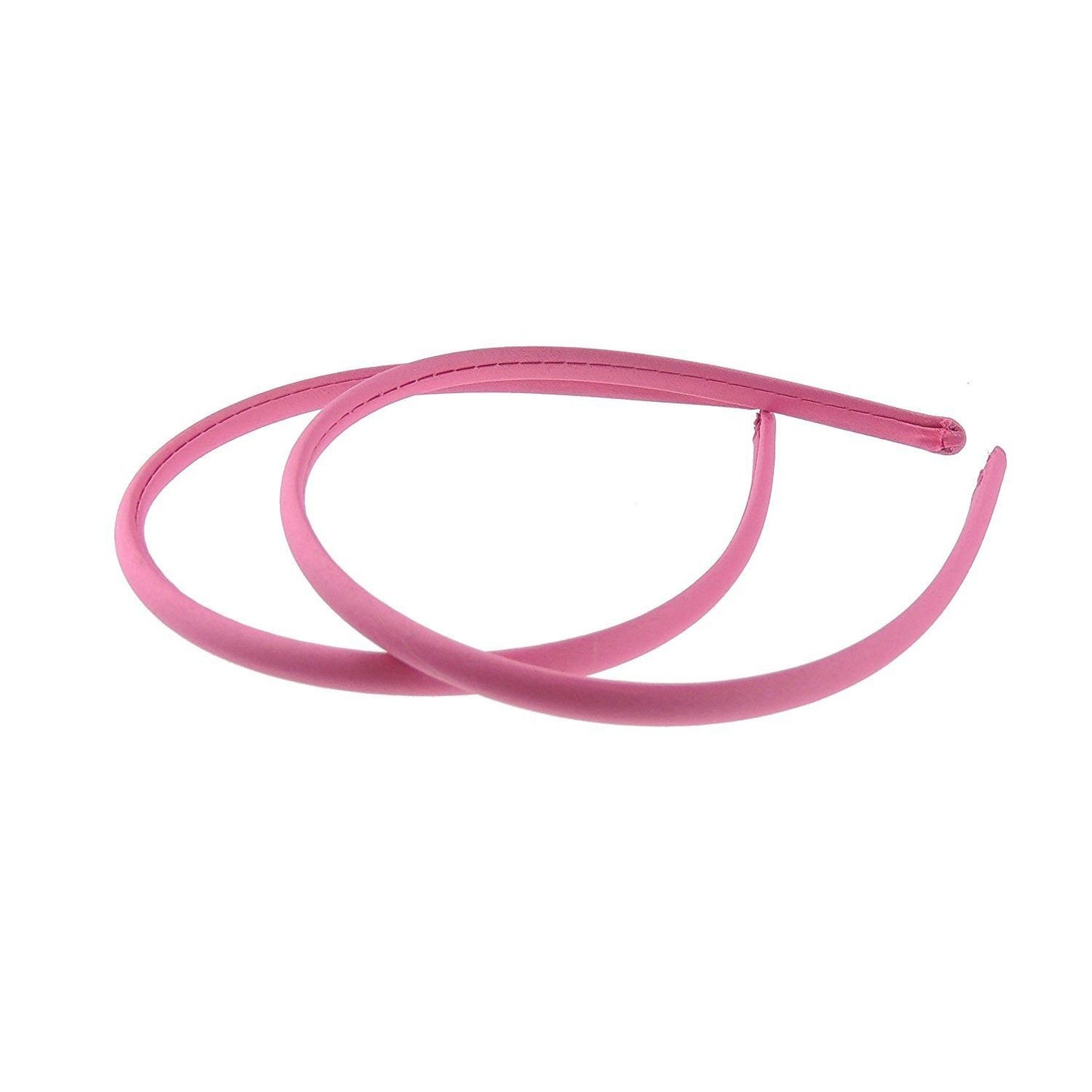 Pair of 2 Slim Thin 1cm Satin Covered Girls Party Satin Plain DIY Alice Headband Hairband Head Hair Band Kids School Uniform (Violet)