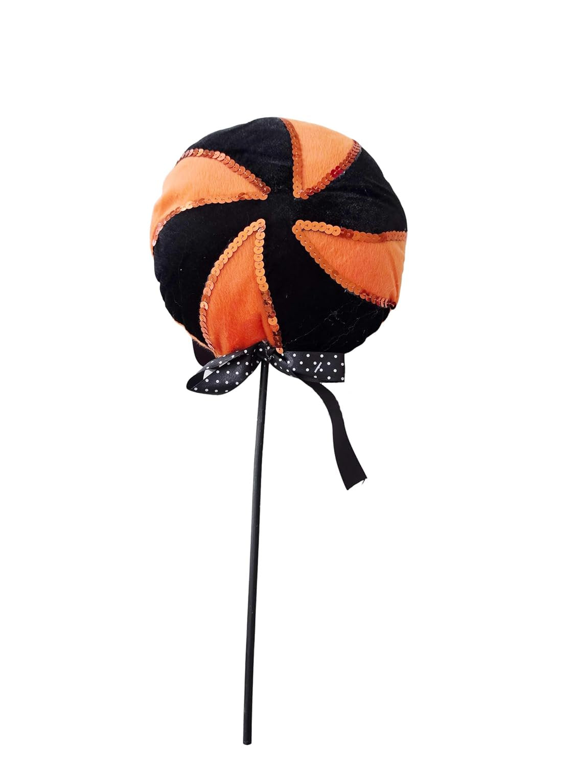 Halloween Velvet Candy Floral Spray Orange & Black Sequin 40cm