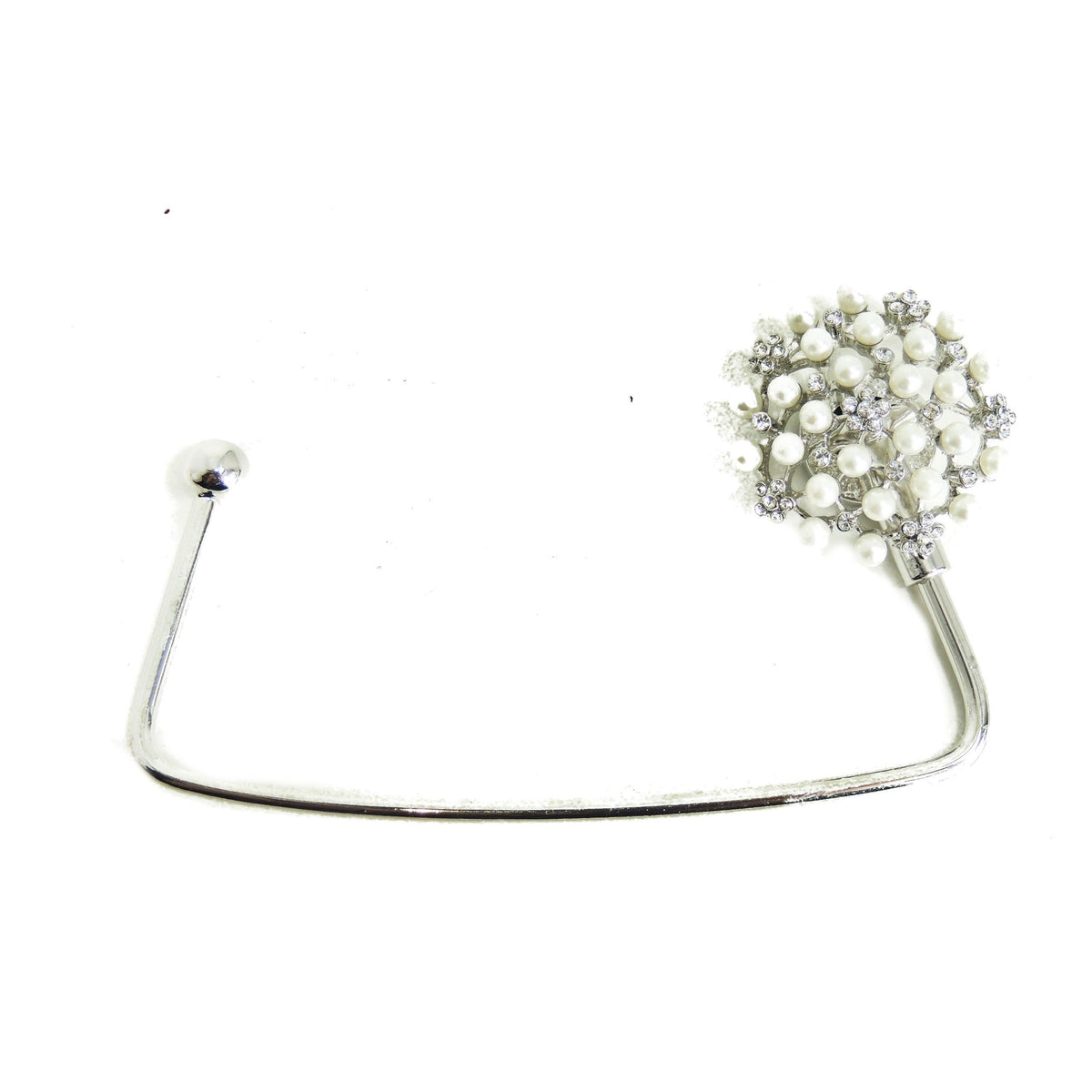 Glamour Girlz Ladies Sparkly Silver Crystal Diamante Bag Handbag Hanging Hanger Hook Faux Pearl Diamante Flowers for Her