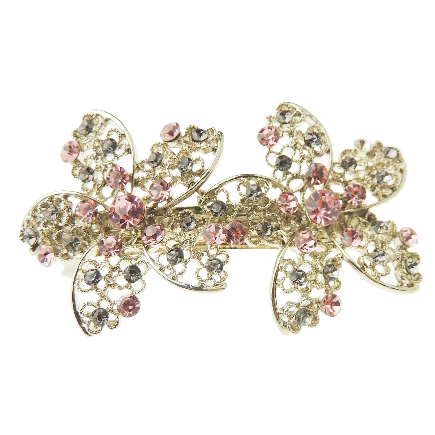 Vintage Look Womens Girls Crystal Rhinestone Diamante Wedding Bridal Party Evening Ponytail Fine Hair Accessories Occasion Barrette Hairpin Grip French Metal Spring Clip Daisy Flowers Dahlia Flowers Gold Tone