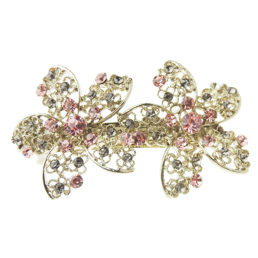 Vintage Look Womens Girls Crystal Rhinestone Diamante Wedding Bridal Party Evening Ponytail Fine Hair Accessories Occasion Barrette Hairpin Grip French Metal Spring Clip Daisy Flowers Dahlia Flowers Gold Tone
