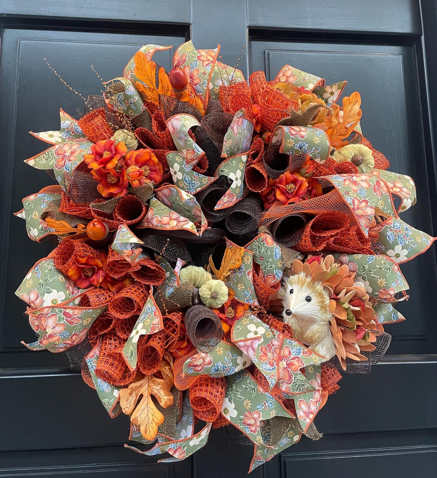 Luxury Hedgehog Autumn Wreath | Woodland Harvest Front Door Wreath | 50cm (20")