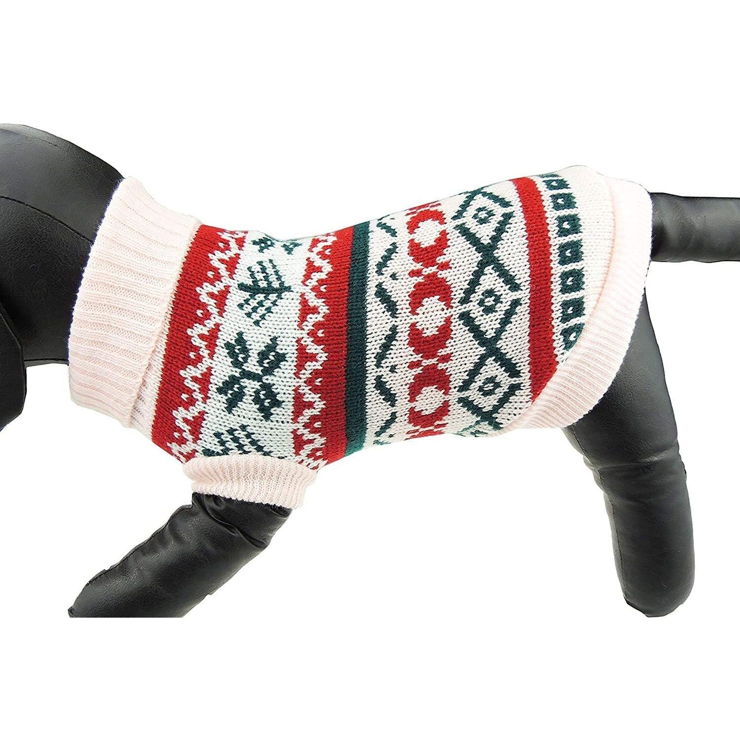 Cute Knitted SMALL DOGS ONLY Puppy Cat Kitten Warm Winter Girl Boy Cold Weather Clothes Jacket Gift Hoodies Sweatshirt Christmas Pullover Gift Jumper Sweater Nordic Fair Isle Snowflake Pink Green Red