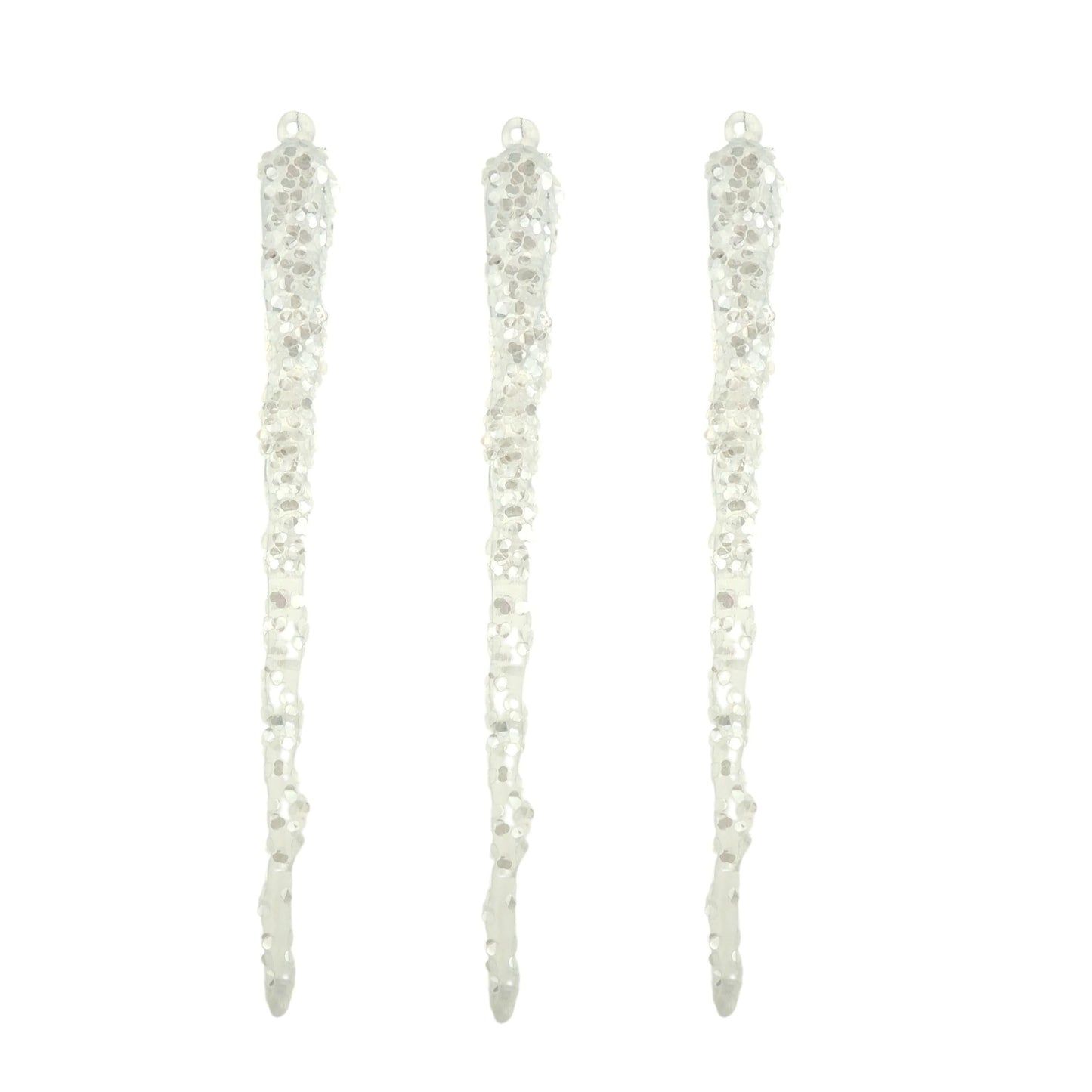 Set of 3 Sparkly 28cm Long Icicle Theme Ornamnet Hanging Christmas Tree Bauble Ornament Outdoor Indoor Xmas Decor Home Decoration
