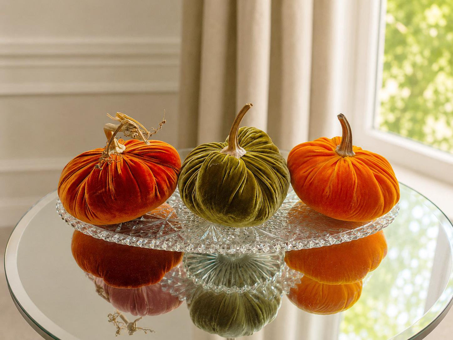 SET 3 X-SMALL Orange Olive Green Silk Velvet Pumpkins, Cozy Home Decor, Fall Wedding, Thanksgiving, Seasonal Modern Decor,Best Selling Item