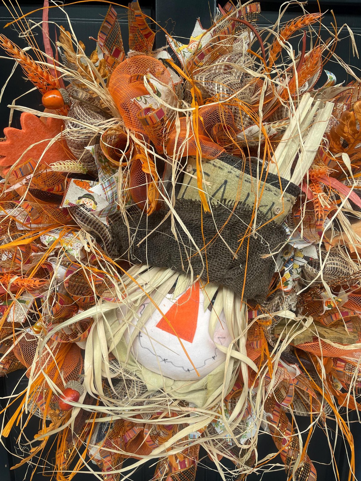 Luxury Scarecrow Autumn Wreath | Large Harvest & Thanksgiving Front Door Wreath | 60cm (24")