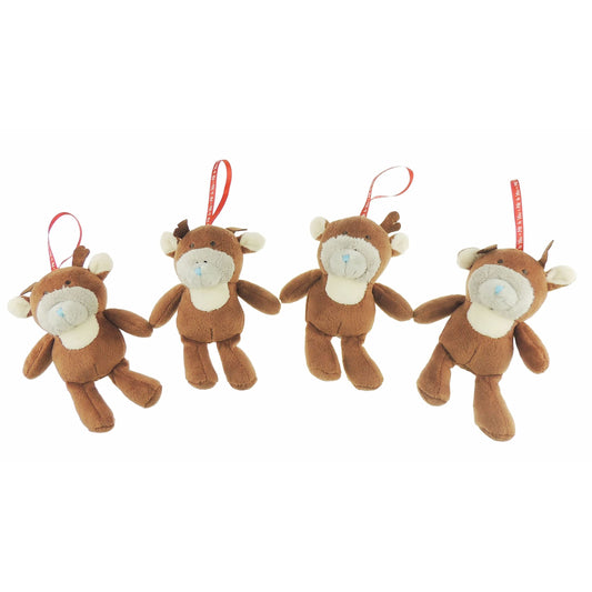Me To You Set of 4 Festive Soft Tatty Teddy Reindeer Christmas Tree Decoration Ornament Baubles