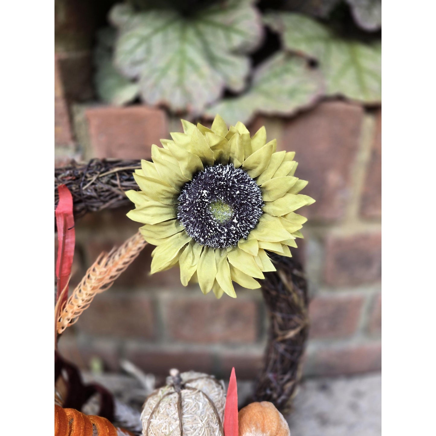 Autumn Vibes Fall Orange Harvest Front Door Wreath Rustic Wall Porch Hanger House Home Decor Decoration Thanksgiving Designer Fireplace Swag