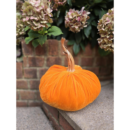 XL Large Orange Silk Velvet Pumpkins: Handmade Fall Autumn Decor, Cozy Tablescape Accent, Autumns Centerpiece, Hostess Gift For Her, Bling