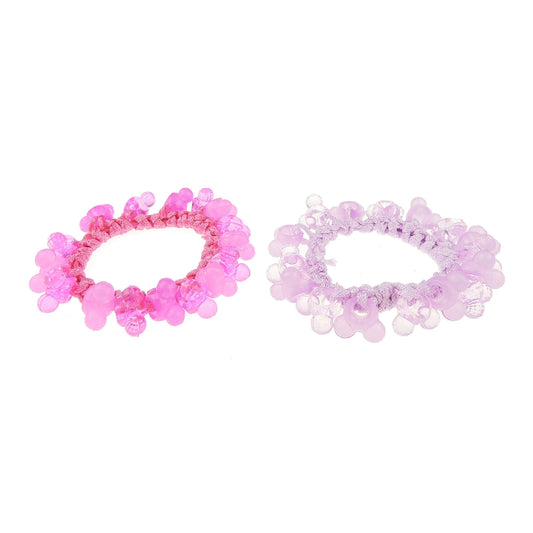 Pastel Sleep Christmas Birthday Wedding Bridesmaid Party Ponio Tie Elastic Accessories Bobbles Ponytail Holder Band Hair Scrunchie Princess Ballet Beaded Flower School SET of 2