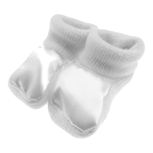 Cute Baby Girls Boys Infant Newborn Babies Warm WInter Crochet Knitted Cable Knit Pom Pom Shower Essential Pram Cot Crib Hospital Bootees Booties House Socks Slippers 0 3 Months Satin Cream