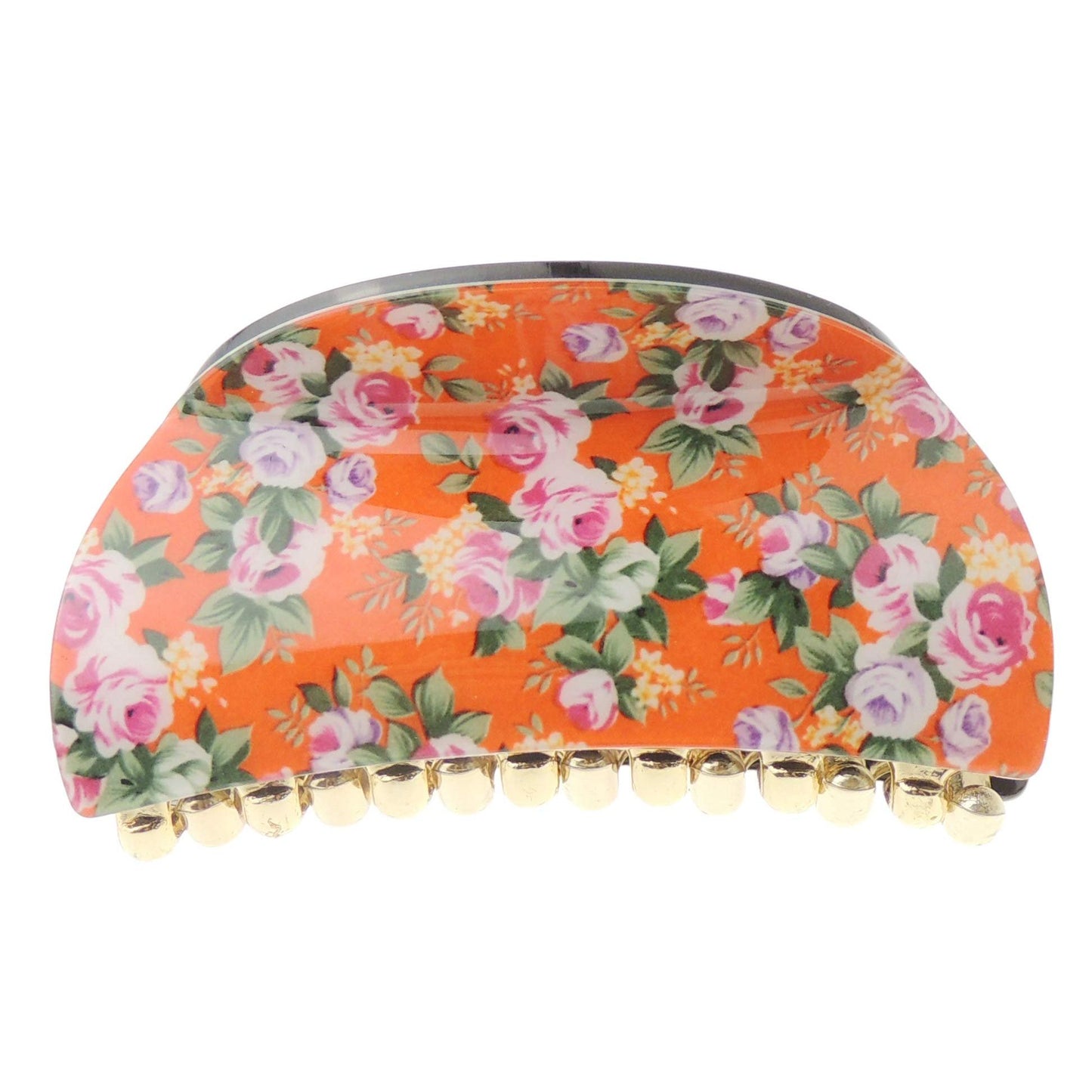 Women Girls Wave Jaw Clip Octopus Clamp Grip Bridal Wedding Party Styling Fine Thin Hair Accessories Butterfly claw Roses Floral Flowers Print (Cream)