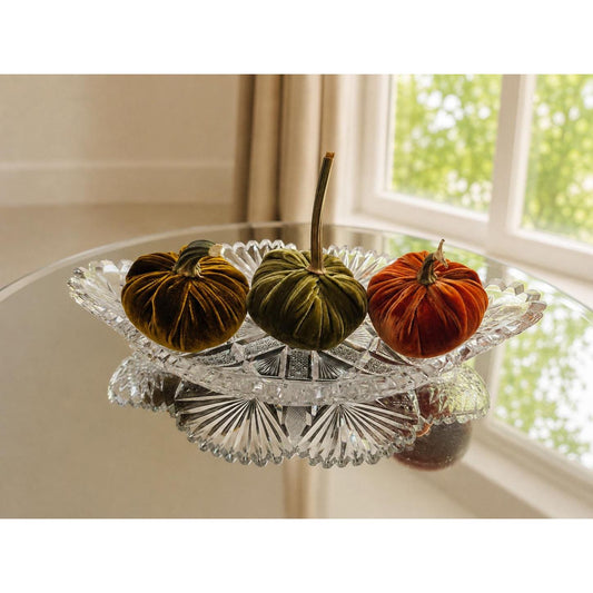 SET 3 MINI Harvest Brown Orange Green Silk Velvet Pumpkins, Cozy Home Decor, Fall Wedding, Thanksgiving,  Modern Decor,Luxury Autumn Table