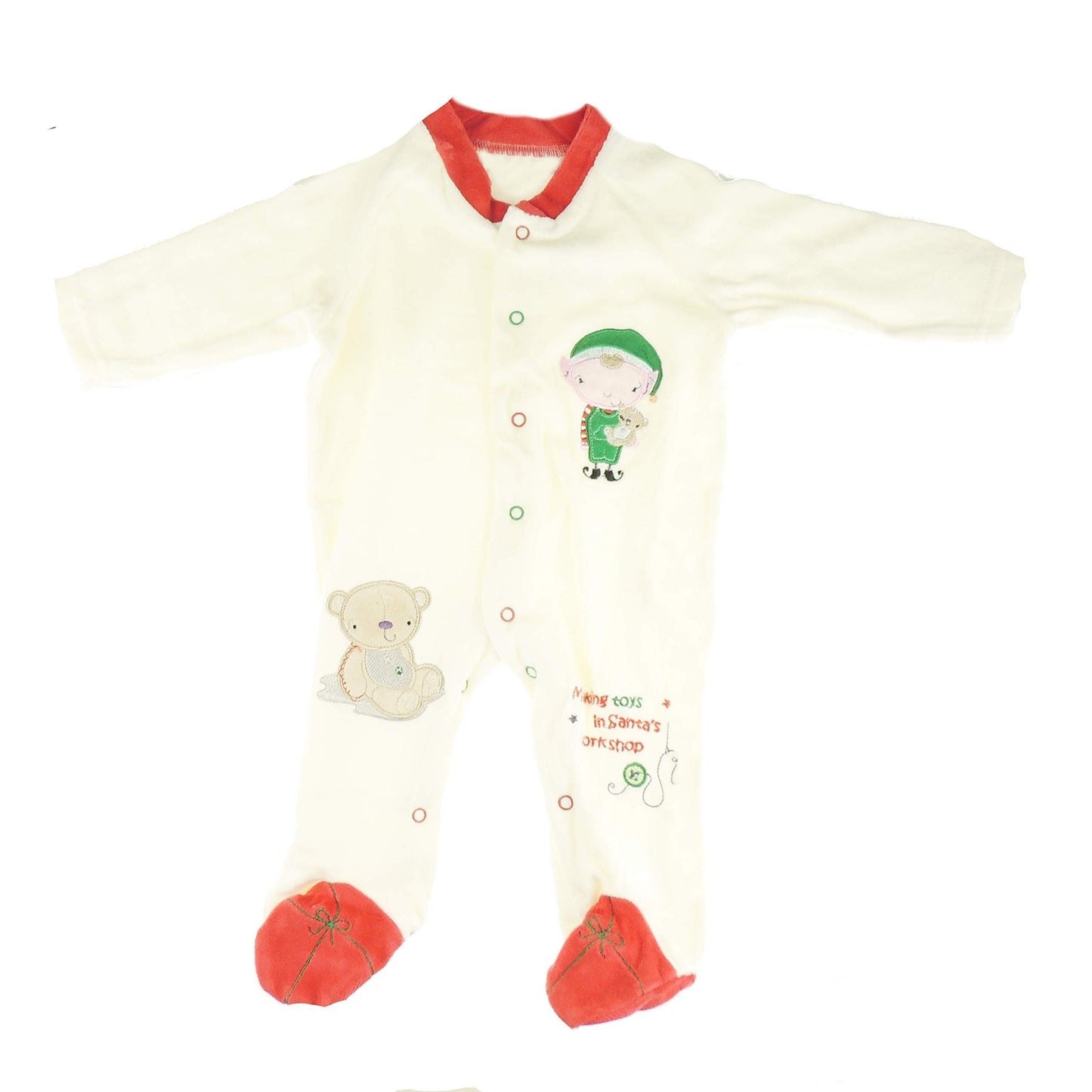 Glamour Girlz Festive 1st First Christmas Winter Baby Girls Boys Infants Babies Clothes Newborn Pram Cot Sleepwear All in One Romper Outfit Footies Babygrow Sleepsuit Cream Santas Elf