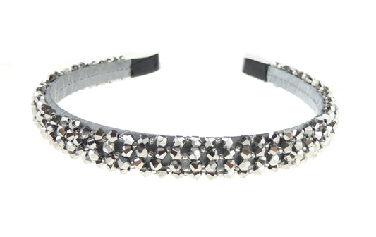 Rhinestone Jeweled Crystal Diamante Embellished Womens Girls Bridal Wedding Formal Occasion Birthday Christmas Prom Party Alice Band Headband Hairband Hair Accessory (Silver)