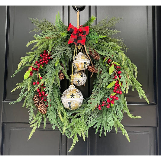 Luxury Mixed Pine Christmas Wreath Front Door Farmhouse Home Decorations Xmas Winter Mantle Decor Holiday Wreath Cottage Swag Fireplace Wall