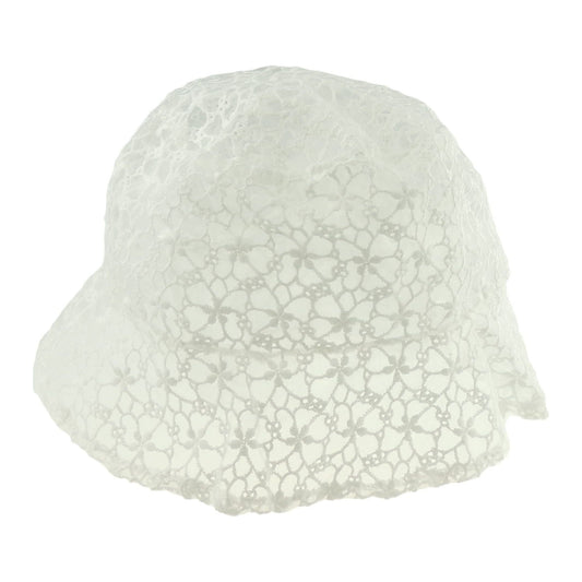 Cute Baby Girls Kids Infants Childrens Newborn Cotton Lace Embroidered Floral Pattern Poke Brim Retro Boonie Beanie Bonnet Summer Occasion Christening Sunhat Hat 0 3 6 9 12 Months (White)