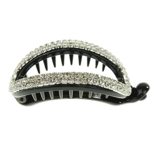 Sparkly Womens Girls Crystal Rhinestone Diamante Bridal Wedding Guest Christmas Party Bridesmaid Birthday Hair Accessories Banana Wide Cuff Styling Ponytail Hair Barrette Grip Claw Clamp SMALL OVAL