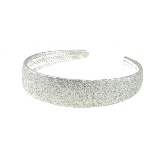 SMALL HEAD WOMEN & GIRLS School Uniform Birthday Party Wedding Flower Girl Special Occasion Hair Accessories Sparkly Glitter 2.5cm Short Long Hair Headband Alice Band Hairband (Silver)