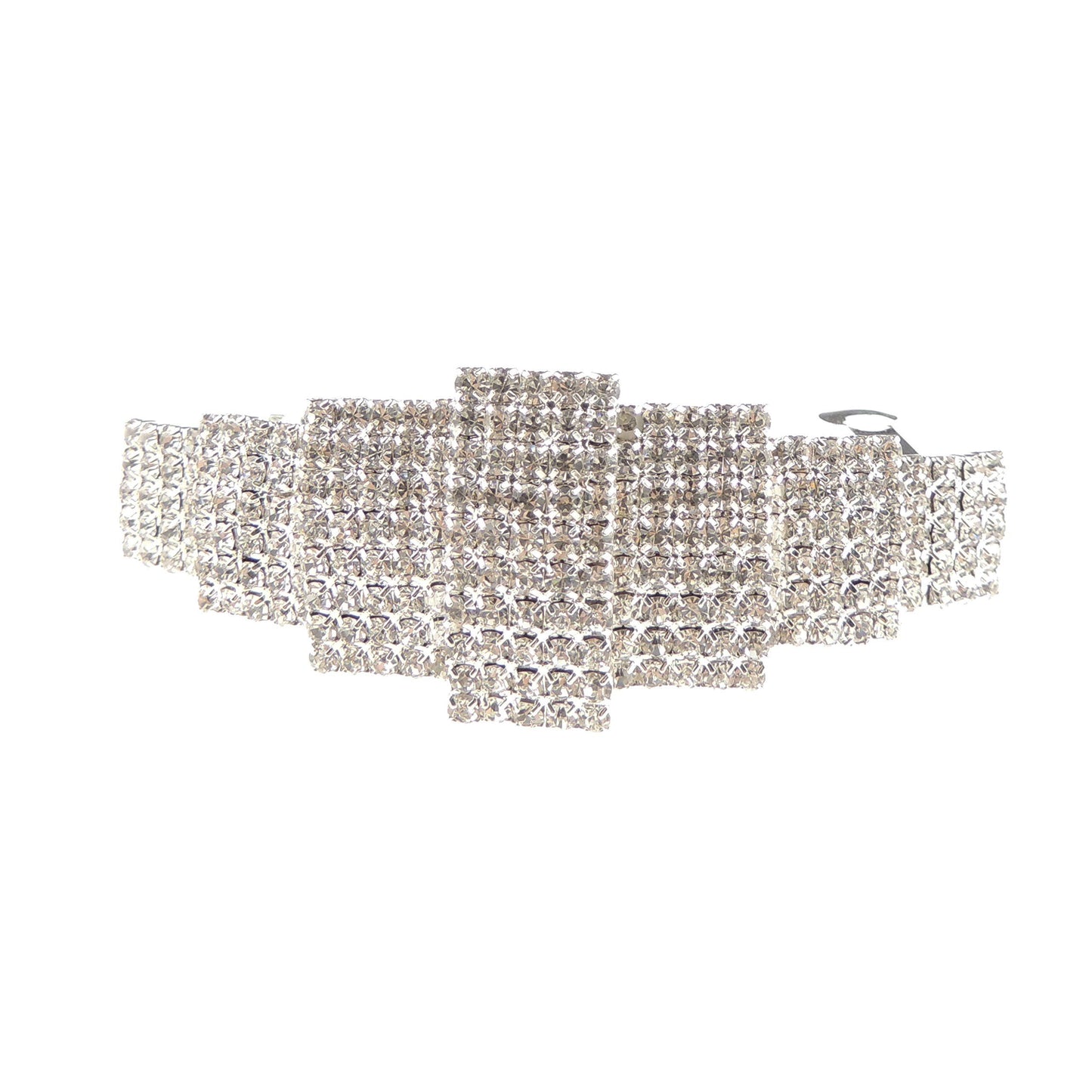 Ladies Sparkly Party Rhinestone Diamante Crystal Hair Spring Clip Barrette Graduated Rectangles