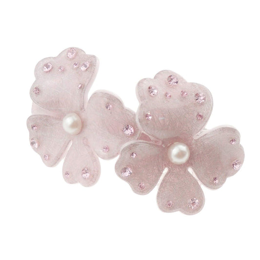 Womens Girls Crystal Rhinestone Diamante Wedding Bridal Party Evening Ponytail Fine Hair Accessories Formal Occasion Barrette Hairpin Grip French Spring Clip Faux Pearl Flower Floral Daisy (Dark Blue)