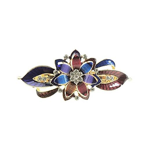 Womens Girls Crystal Rhinestone Diamante Wedding Birthday Party Evening Ponytail Fine Medium Hair Accessories Occasion Barrette Hairpin Grip French Spring Clip Metal Enamel Star Flower Rose