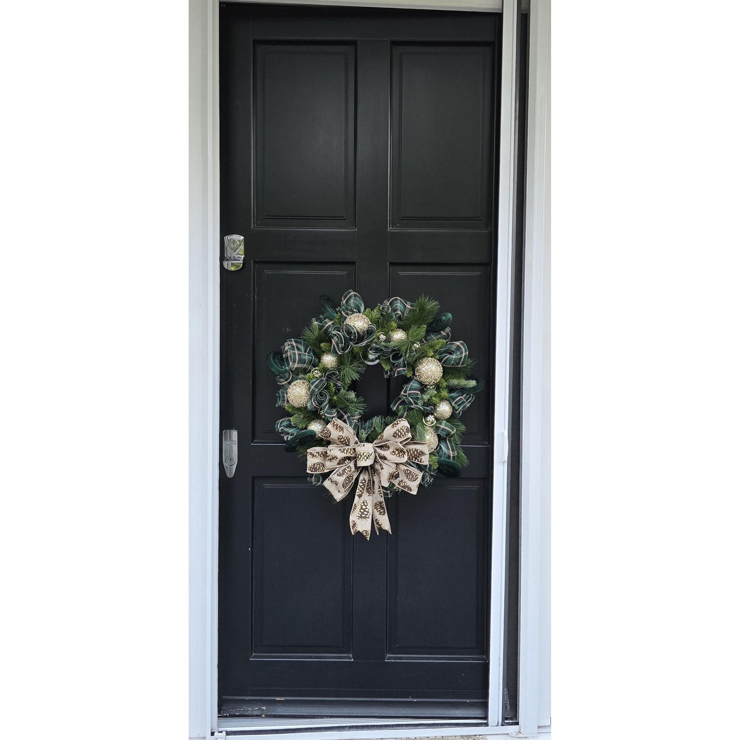 Luxury Gold & Green Christmas Wreath Front Door Luxury Home Decorations Xmas Winter Mantle Decor Holiday Wreath Advent Swag Fireplace Wall