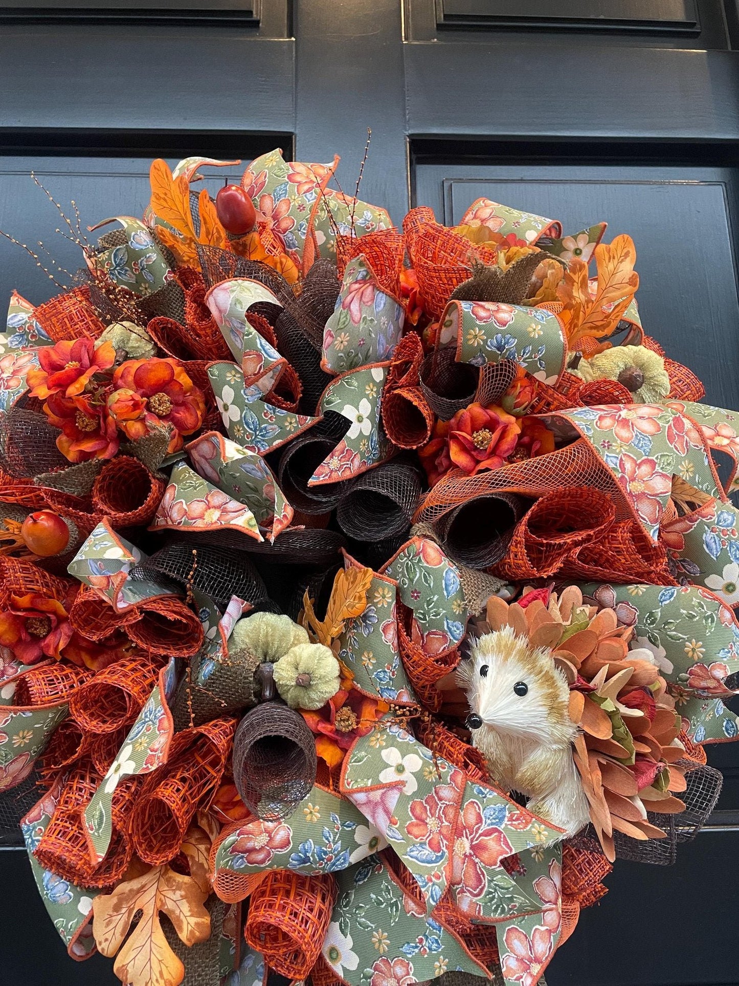 Luxury Hedgehog Autumn Wreath | Woodland Harvest Front Door Wreath | 50cm (20")