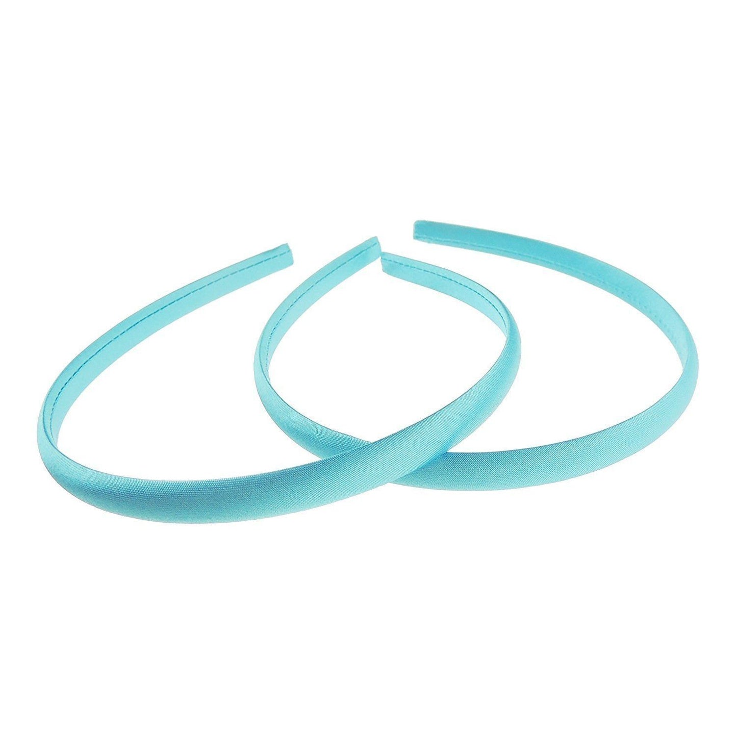 Pair of 2 Slim Thin 1cm Satin Covered Girls Party Satin Plain DIY Alice Headband Hairband Head Hair Band Kids School Uniform (Violet)