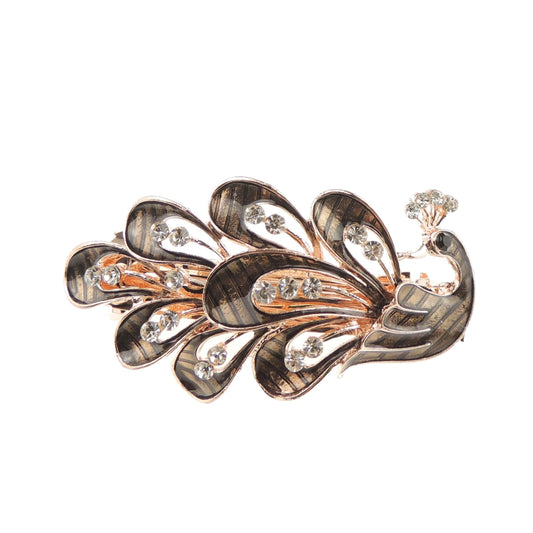Beautiful Ladies Vintage Gold Tone Chunky Metal 8 cm Hair Evening Barrette Peacock in 6 Colours