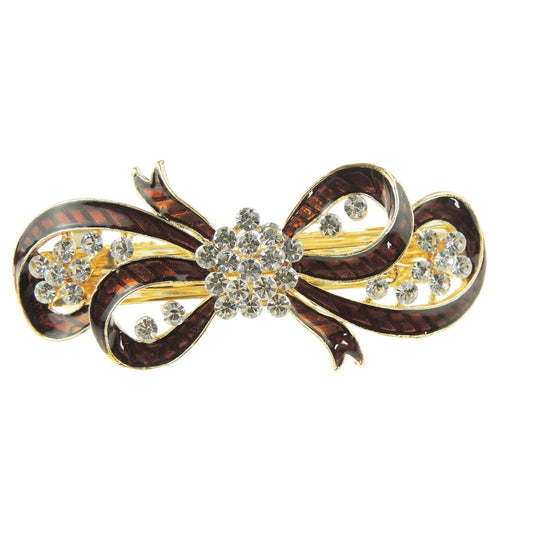 Womens Girls Crystal Rhinestone Diamante Wedding Birthday Party Evening School Ponytail Fine Medium Hair Accessories Occasion Barrette Hairpin Grip French Spring Clip Enamel Bow Ribbon