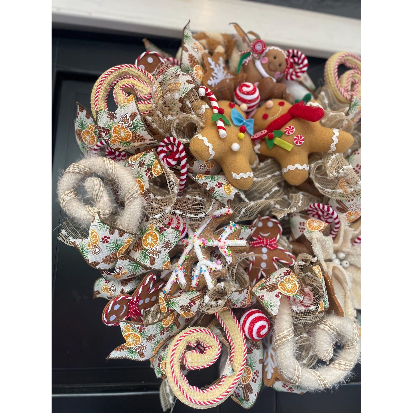 Gingerbread luxury Christmas Front Door Wreath Traditional Elegant Porch Holiday House Home Decor Decoration Winter Swag Designer Unique