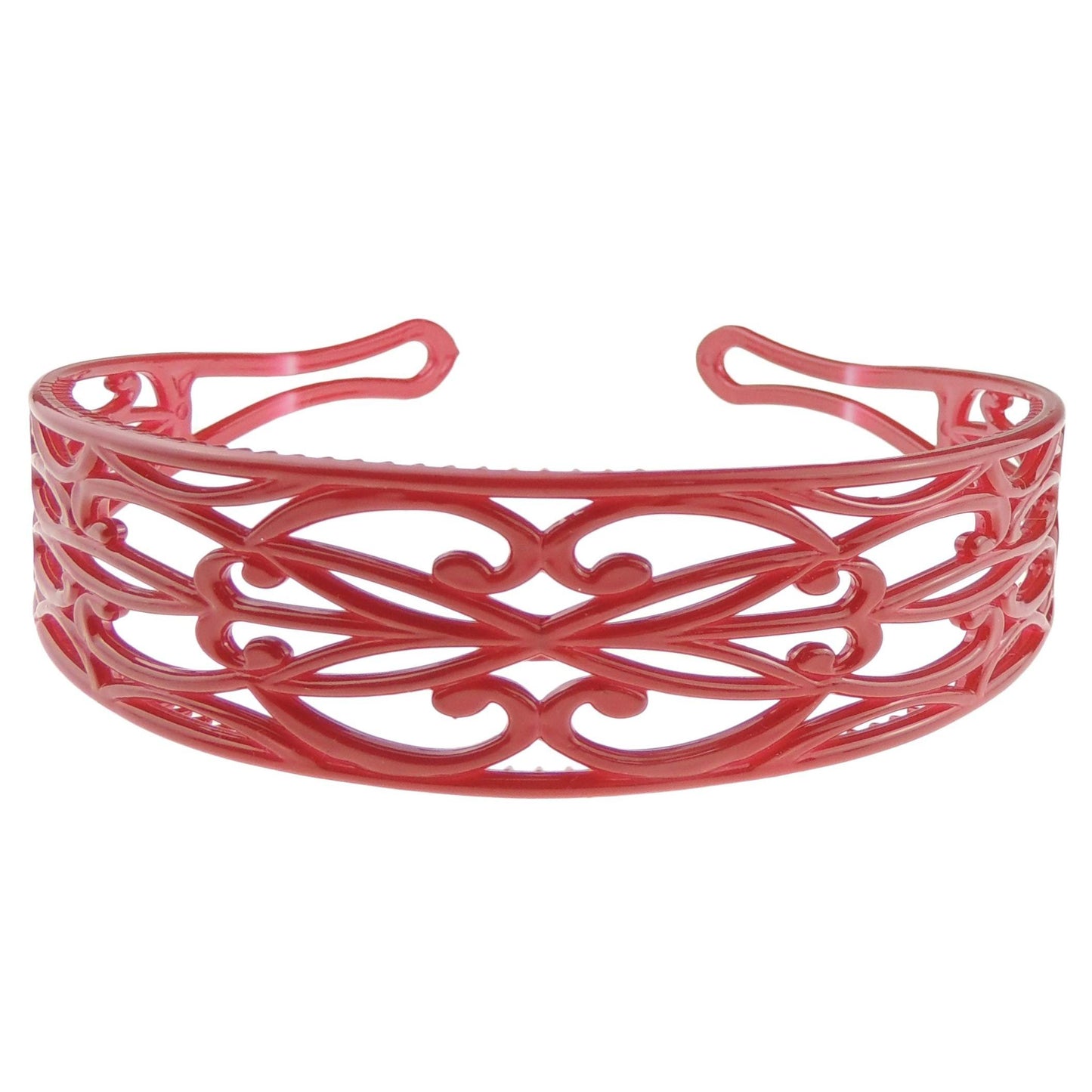 GIRLS SMALL HEAD LADIES School Uniform Work Gym Yoga Birthday Party Hair Accessories Plain Plastic Wide Scroll Floral Swirls Stencil Short Long Hair Headband Alice Band Hairband (Light Taupe Brown)
