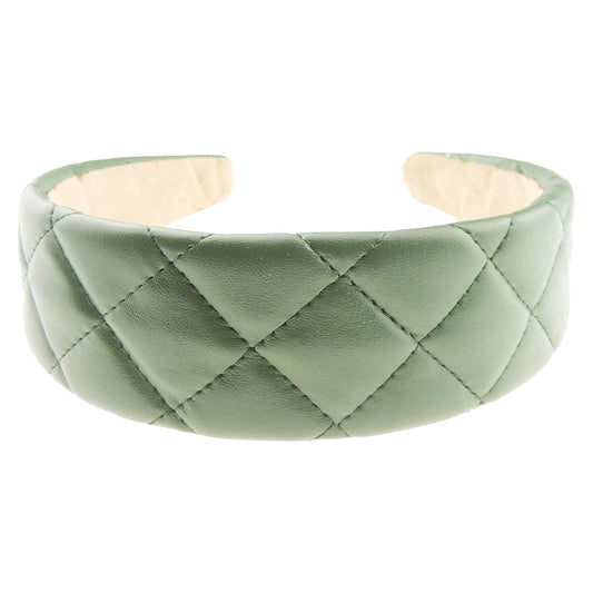 Womens Wide Thick Leather Look Quilted Christmas Birthday Occasion Turban Boho Wedding Bridesmaid Party Headpiece Accessories Hairband Head Hair Headband Alice Band