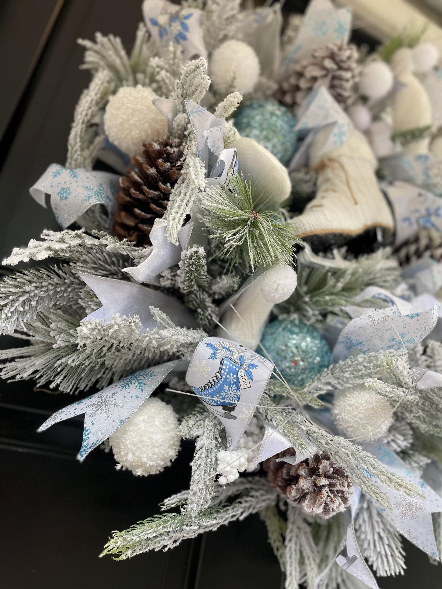 Luxury Winter Wonderland Christmas Wreath | Ice Blue Snow Flocked Wreath | 60cm (24")
