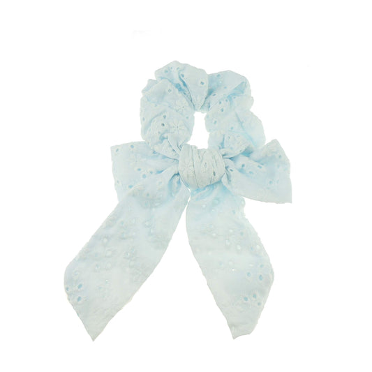 Girls Ladies Summer Essential Broderie Anglais Ditsy Big Bow Classic Pastel Hair Tie
