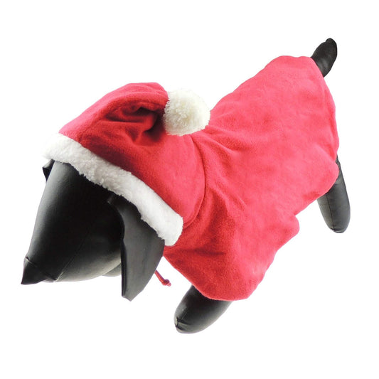 Cute Funny SMALL DOG ONLY Doggie Puppy Cat Accessories Outfit Fleece Warm Winter Girl Boy Jumper Coat Cape Clothes Hoodies Fancy Dress Costume Ideas Dress Christmas Xmas Red Santa Cloak