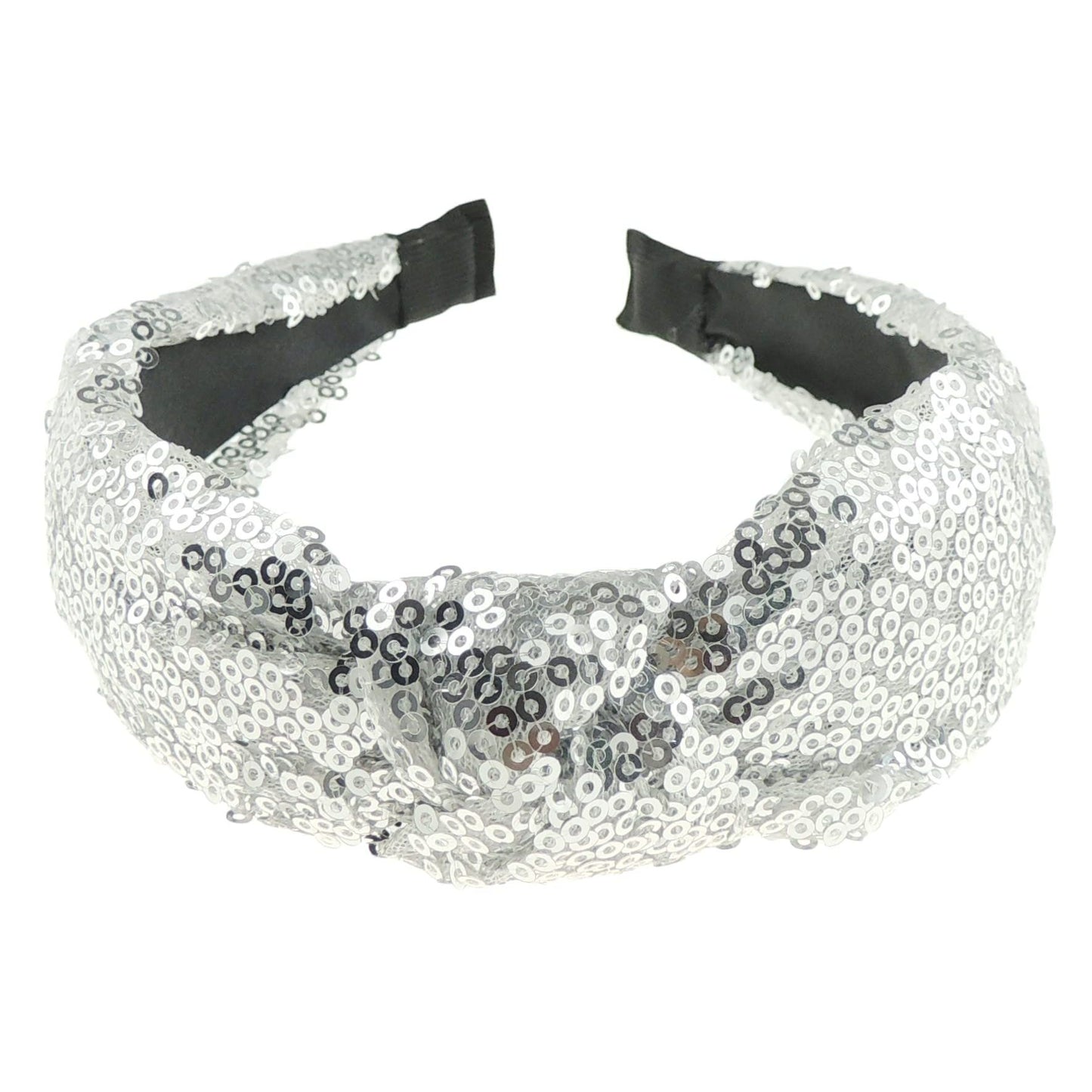 Womens Evening Fancy Sparkly Sequin Knot Twist Twisted Turban Wide Thick Formal Boho Vintage Headband Alice Band Hair Accessories Hairband Christmas Wedding Bridesmaid Party (Candy Pink)