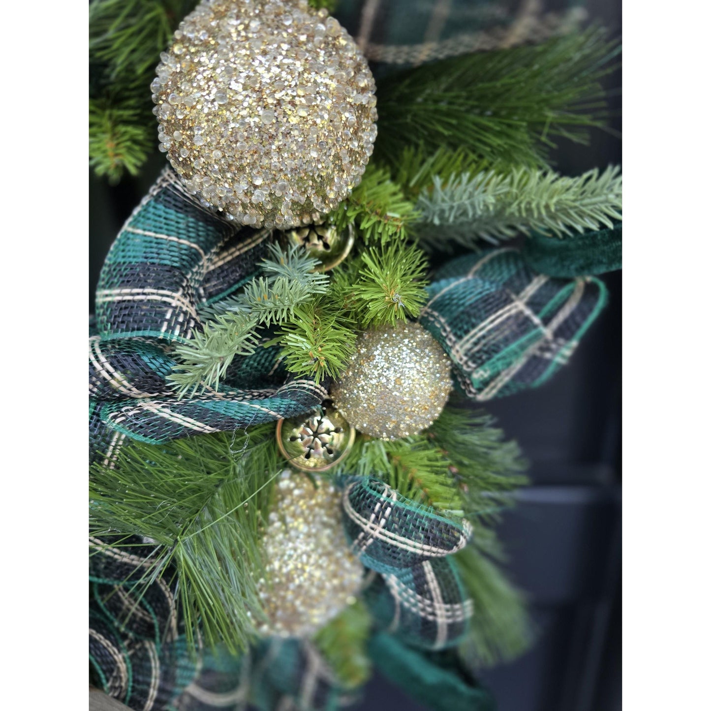Luxury Gold & Green Christmas Wreath Front Door Luxury Home Decorations Xmas Winter Mantle Decor Holiday Wreath Advent Swag Fireplace Wall
