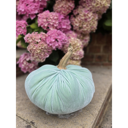 LARGE MInt Green Silk Velvet Pumpkins Rustic Farmhouse Wedding Thanksgiving Gift Idea Home Modern Handmade Decor Decoration