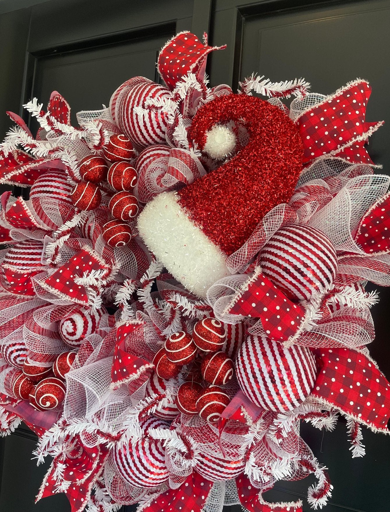 Luxury Santa Hat Christmas Wreath | Red & White Front Door Wreath | 50cm (20")