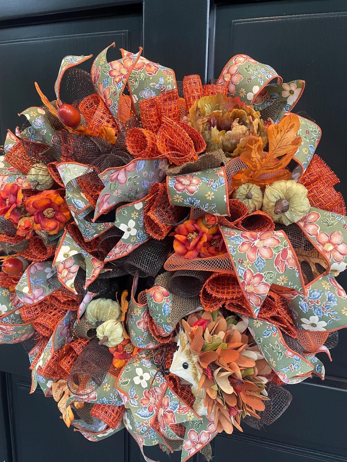 Luxury Hedgehog Autumn Wreath | Woodland Harvest Front Door Wreath | 50cm (20")