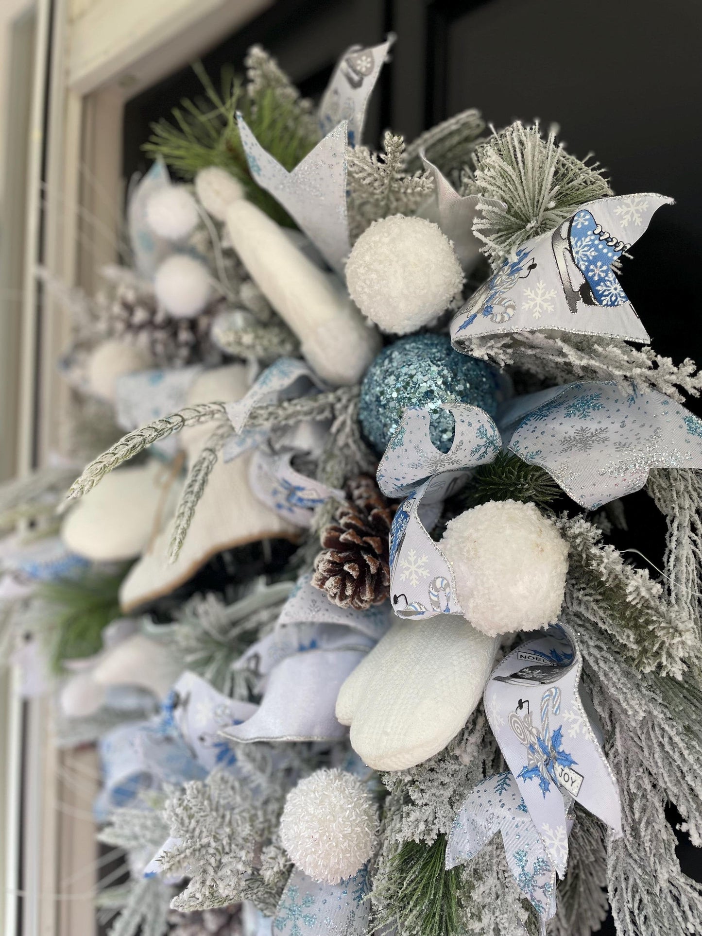 Luxury Winter Wonderland Christmas Wreath | Ice Blue Snow Flocked Wreath | 60cm (24")