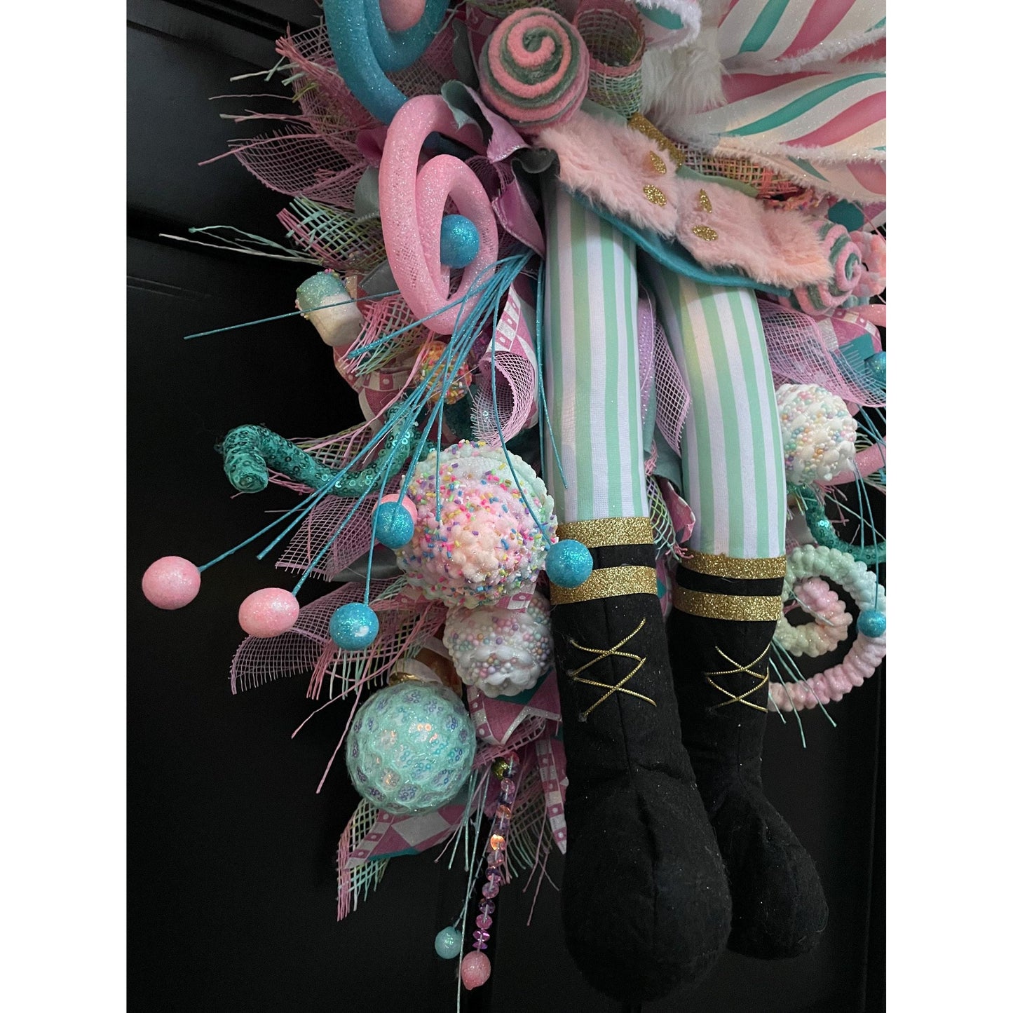 XXL Nutcracker Candy Christmas Wreath Front Door Sweets Pink Blue Xmas Swag