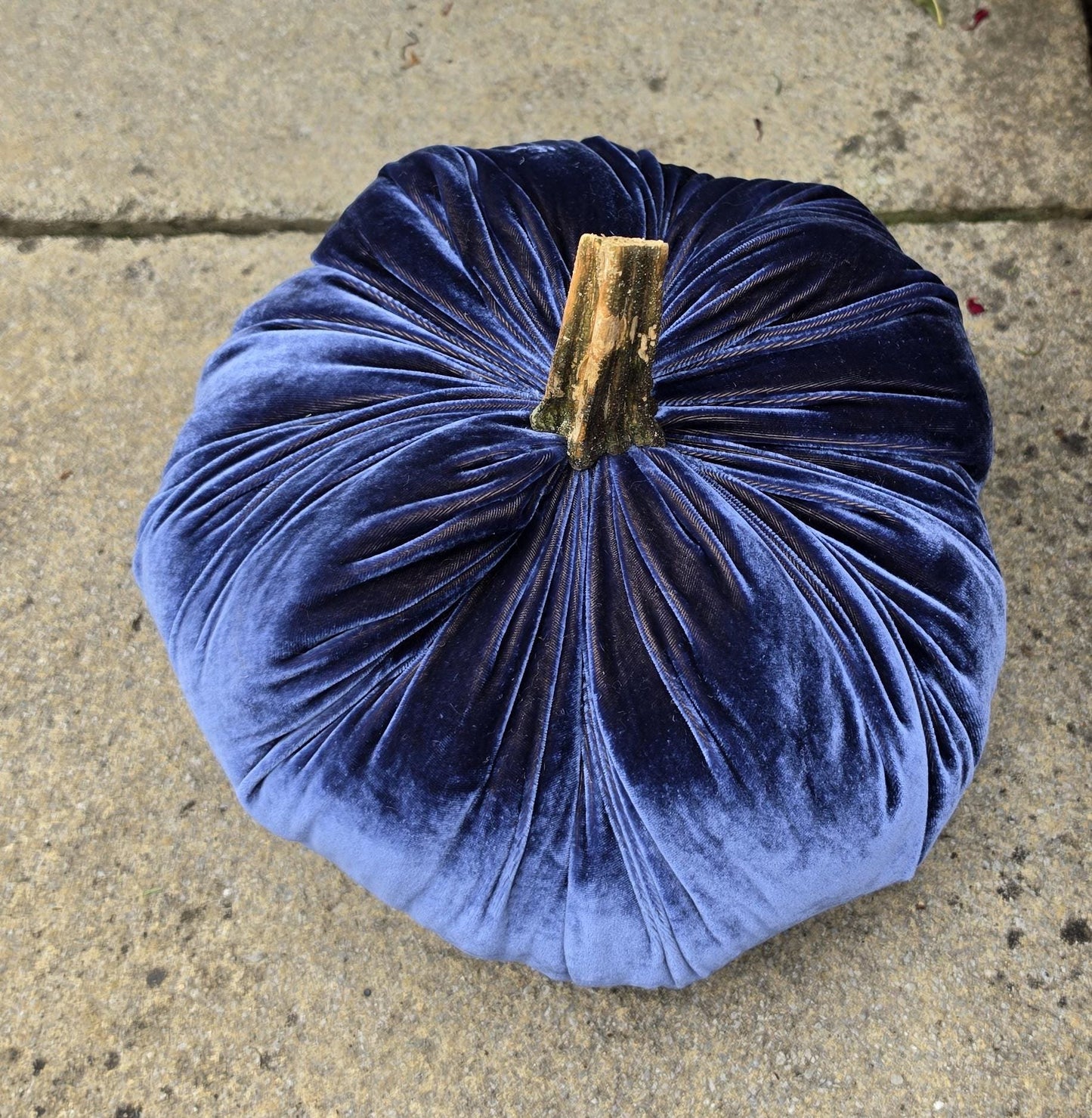 LARGE Silk Velvet Pumpkins, Natural Country Decor Wedding Arrangement Thanksgiving Table Hostess Gift Idea Autumn Fall Royal Blue Light Navy