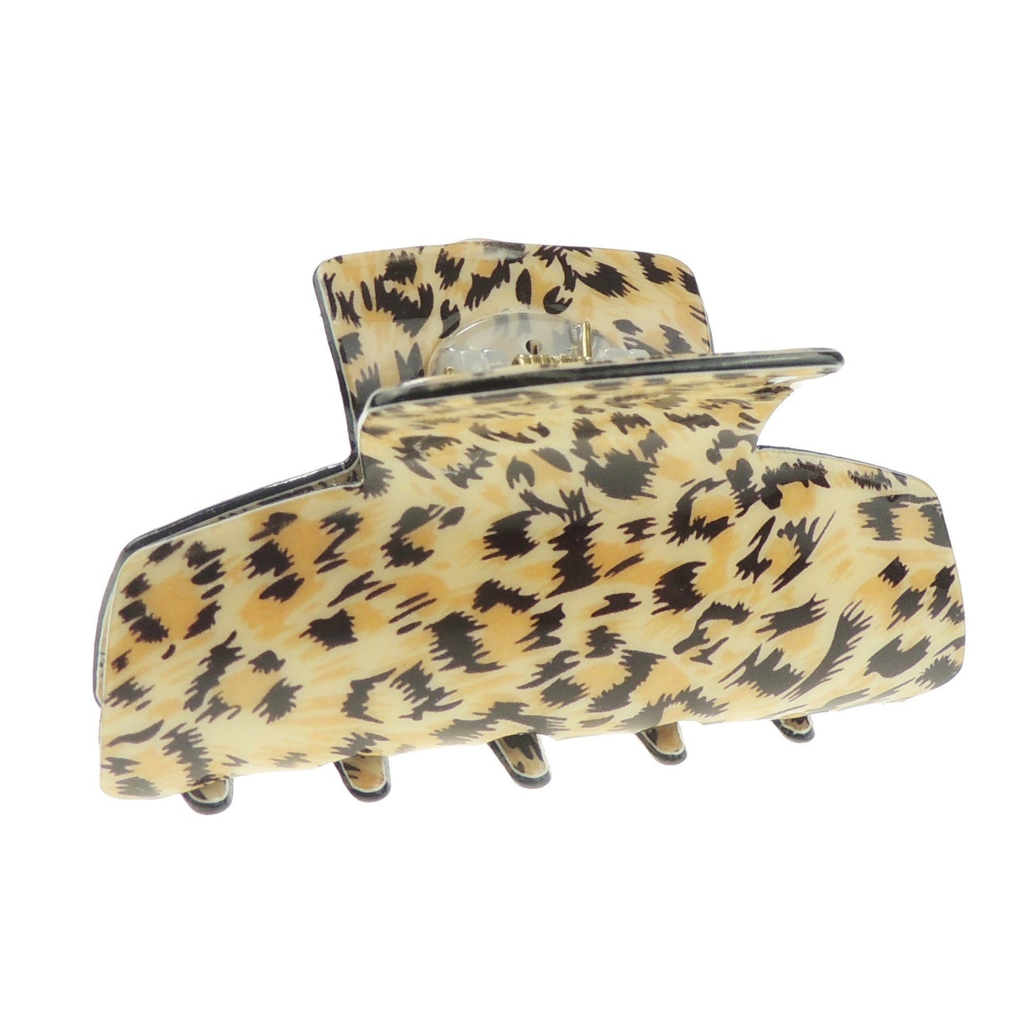 Ladies Big Cat Animal Print Medium Square Rectangle Bulldog Crab Hair Claw Clamp Clip Brown Leopard