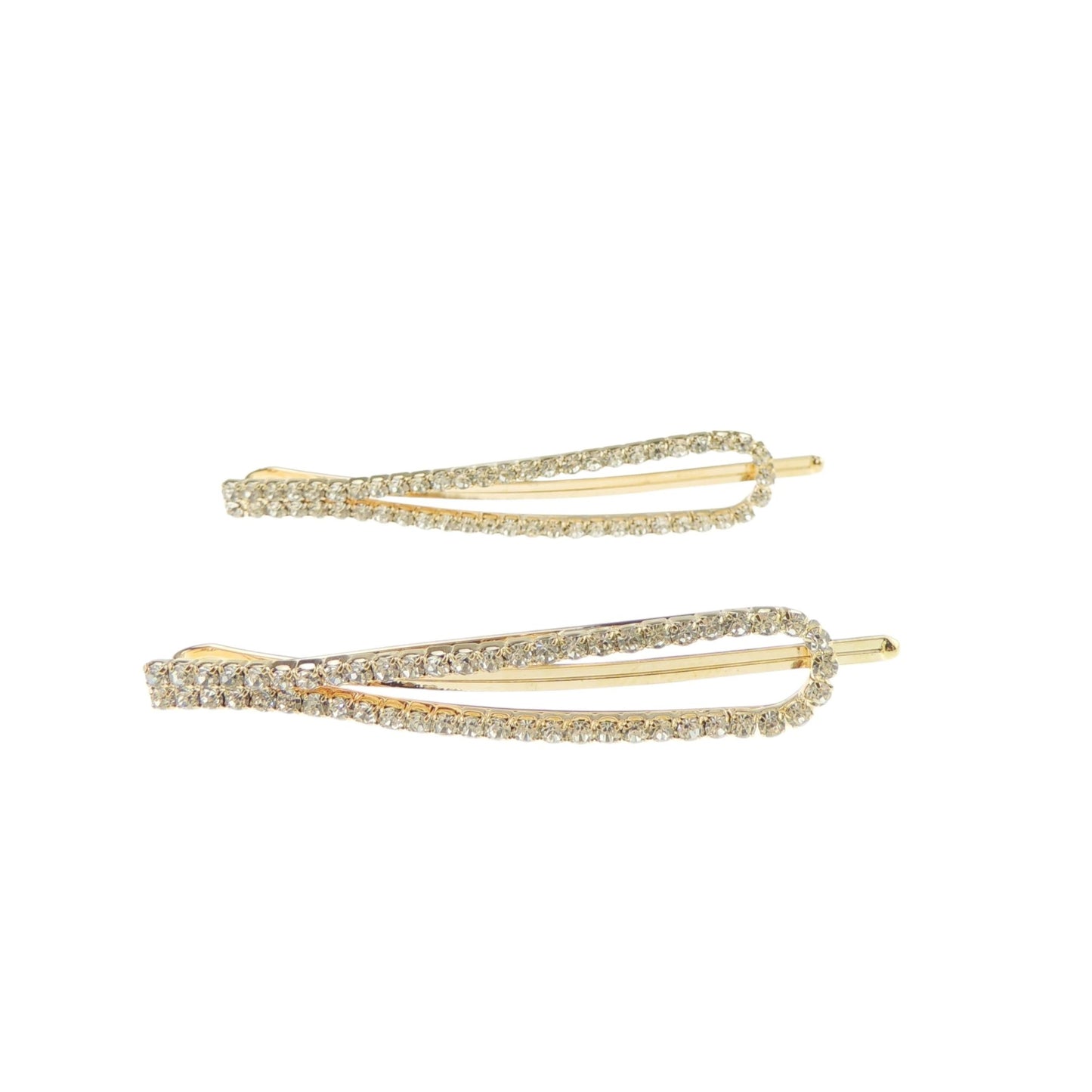 Ladies Pair of 2 Sparkly Crystal Oval Hair Grip Clip
