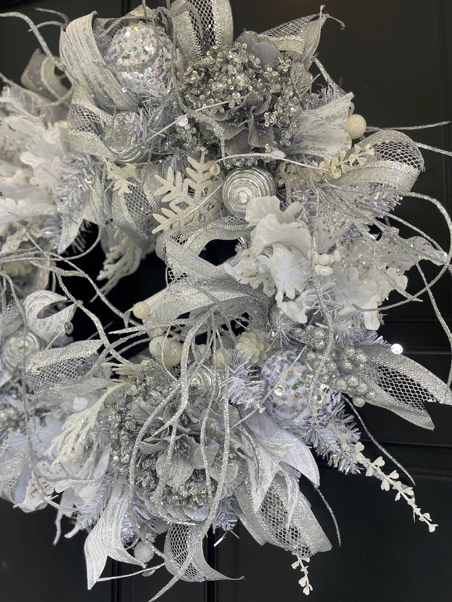 Luxury White & Silver Christmas Wreath | Winter Wonderland Front Door Wreath | 50cm (20")